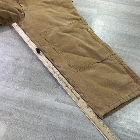 Carhartt Bib Overalls Mens 48x30 Brown Insulated Quilt Lined Workwear R02 BRN